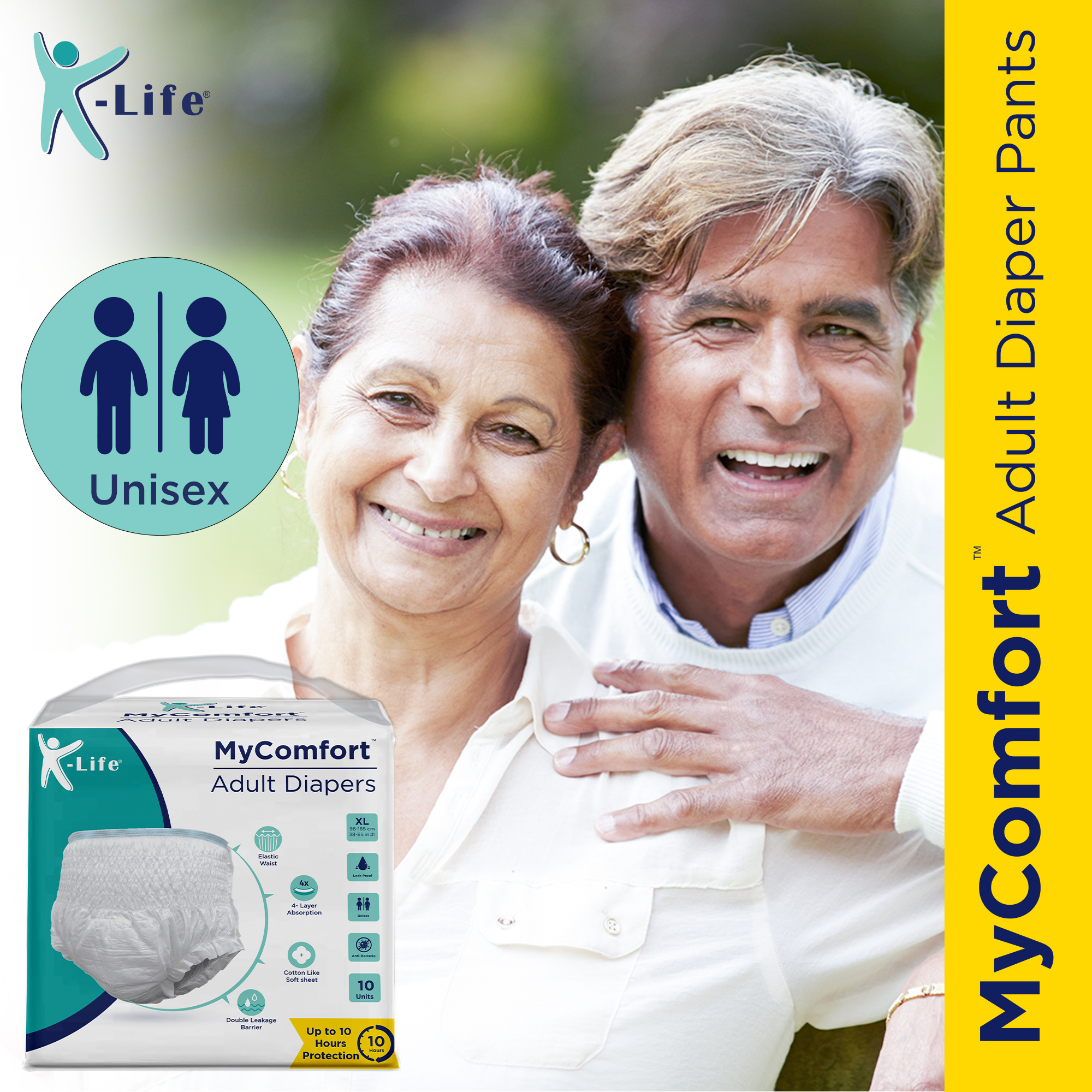 K-life Premium Anti-bacterial Adult Diapers - 4 Layer Absorption, Unisex Pant Style With Enhanced Comfort And Protection
