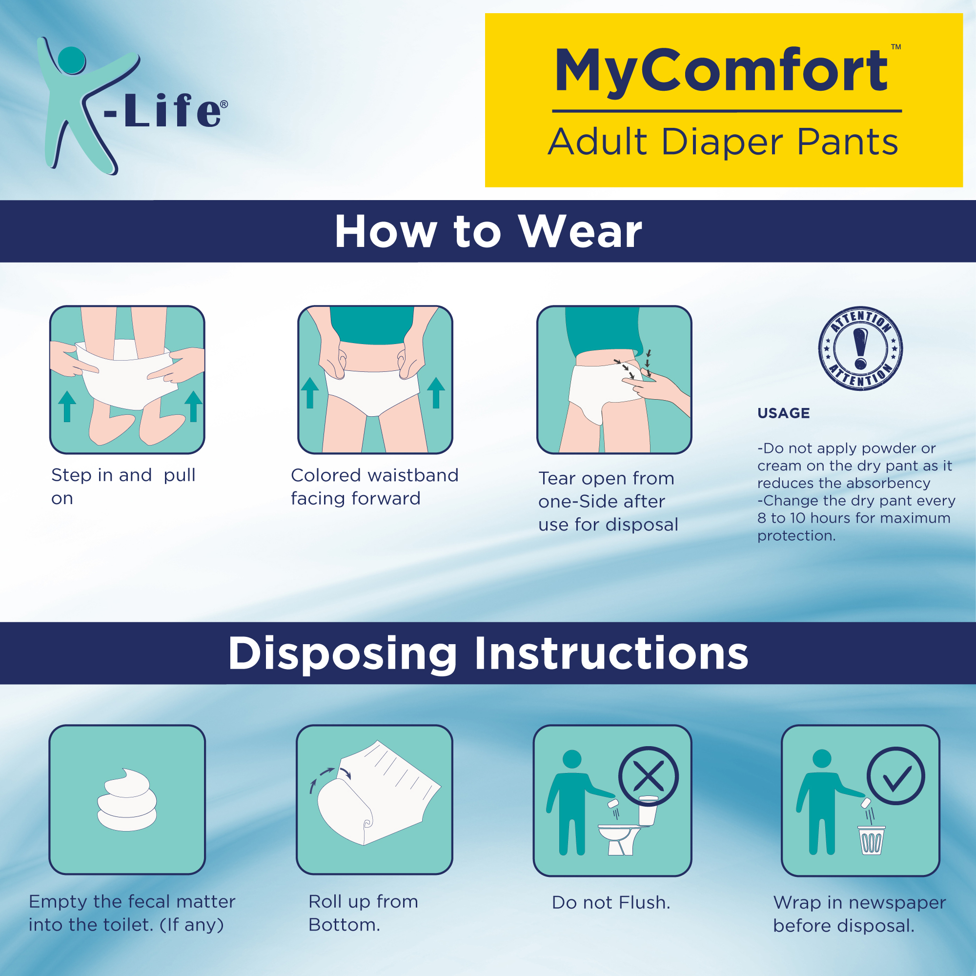 K-life Premium Anti-bacterial Adult Diapers - 4 Layer Absorption, Unisex Pant Style With Enhanced Comfort And Protection