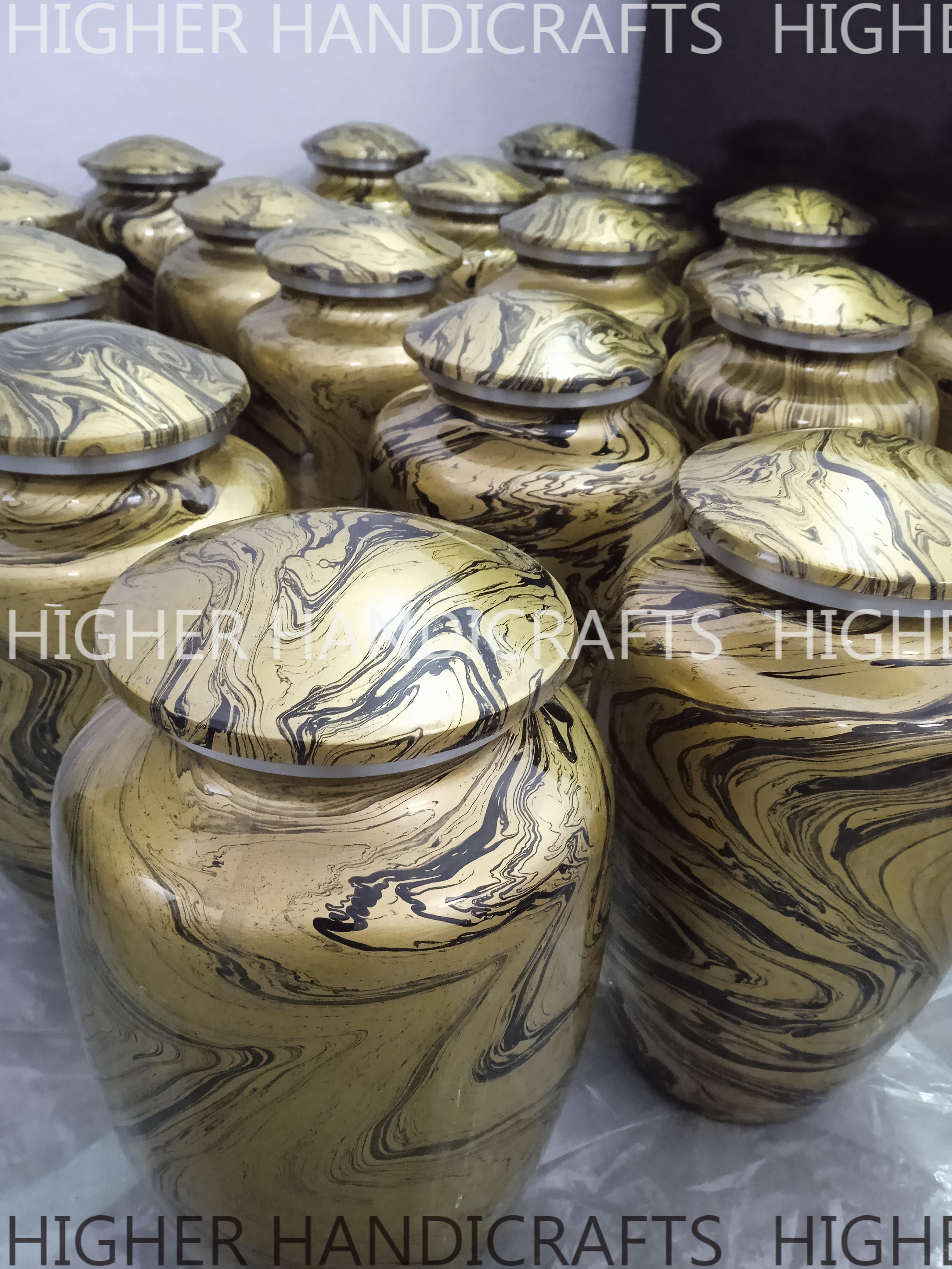 Enameled Finish Alloy Cremation Urn For Human Ashes - Ma;e & Female Adult Urns , Manufacturer Of Funeral Urns - Color: Blue