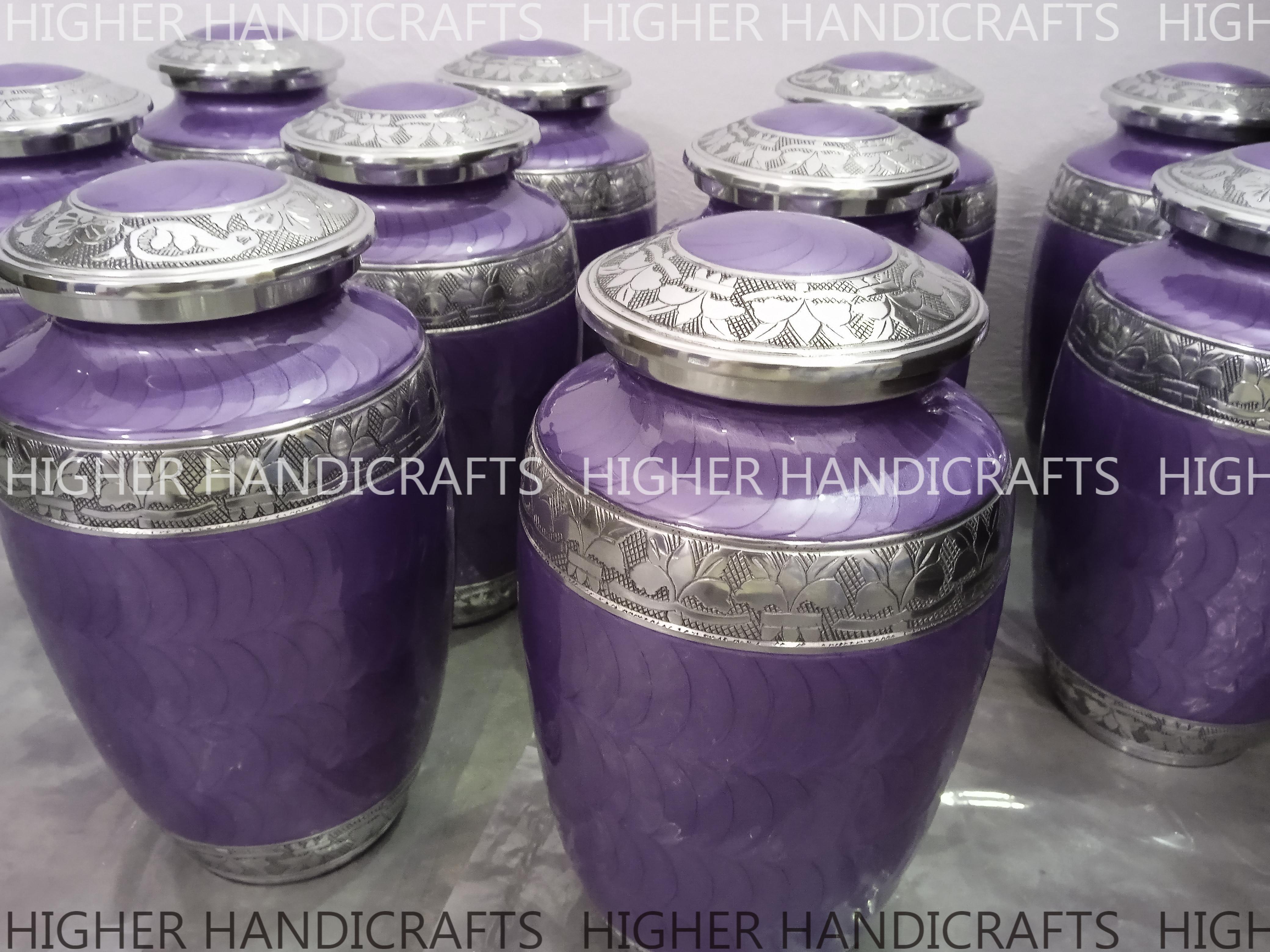 Enameled Finish Alloy Cremation Urn For Human Ashes - Ma;e & Female Adult Urns , Manufacturer Of Funeral Urns - Color: Blue