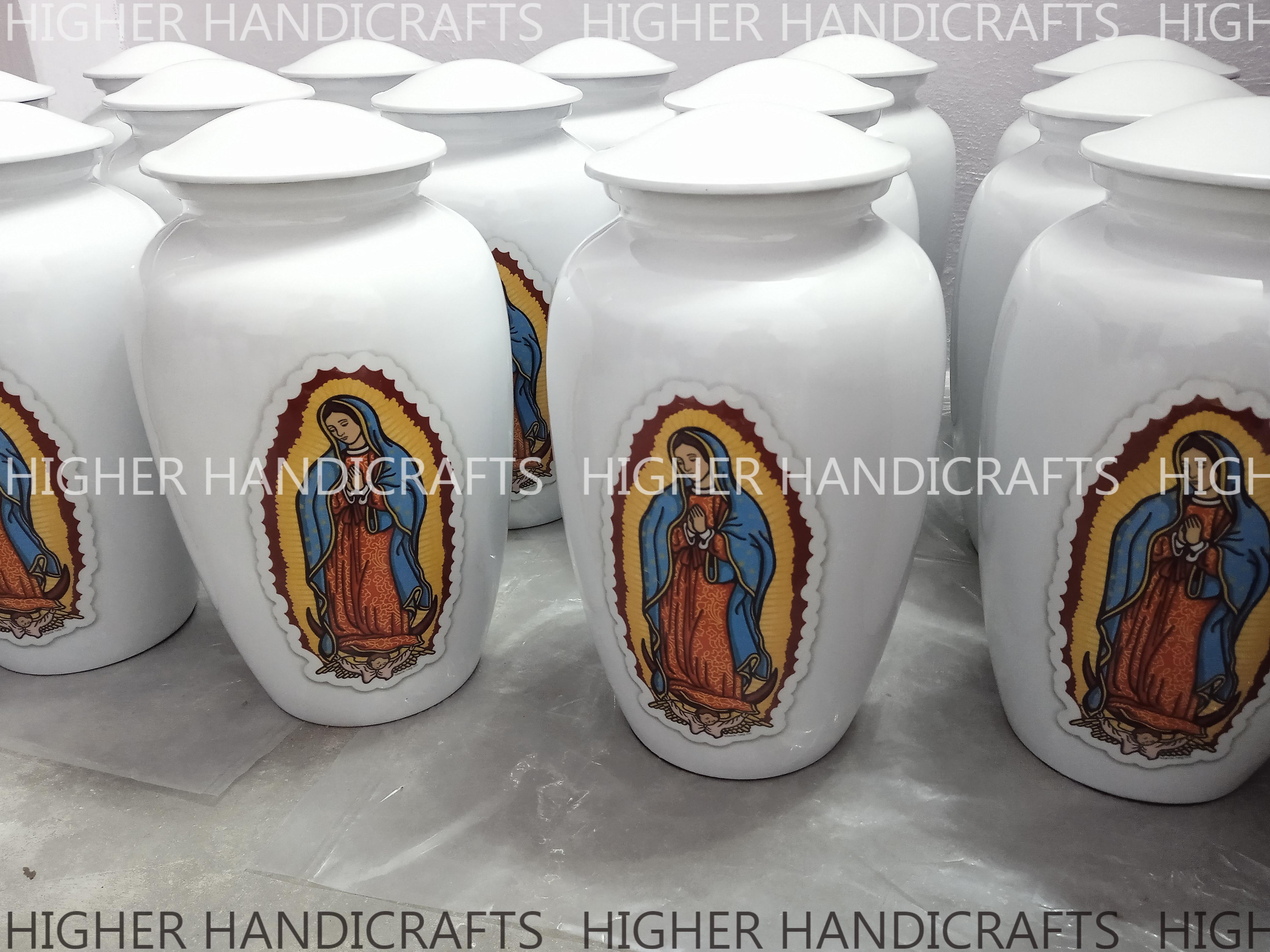 Enameled Finish Alloy Cremation Urn For Human Ashes - Ma;e & Female Adult Urns , Manufacturer Of Funeral Urns - Color: Blue