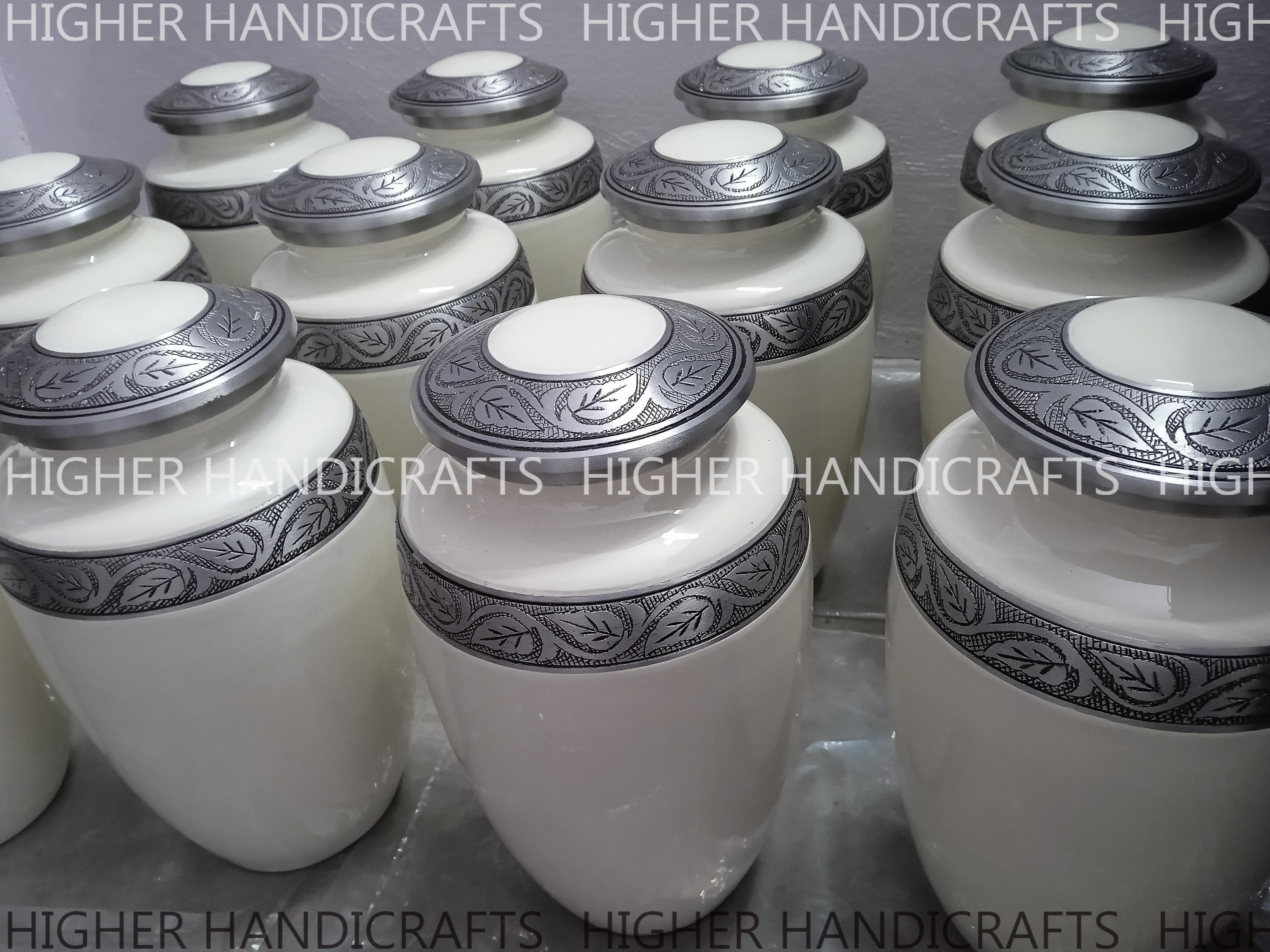 Enameled Finish Alloy Cremation Urn For Human Ashes - Ma;e & Female Adult Urns , Manufacturer Of Funeral Urns - Color: Blue