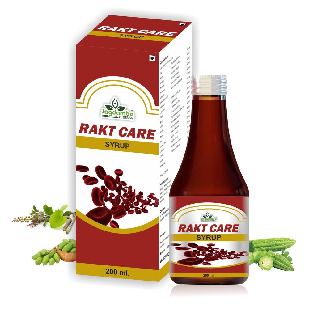 Jagdamba Herbal RAKT CARE SYRUP - Blood Purifying Tonic, Enriched with 19 Ayurvedic Herbs like Giloy, Neem, Methi, Tulsi | Effective for Adults, Suggested Dosage, Store in a Cool Place