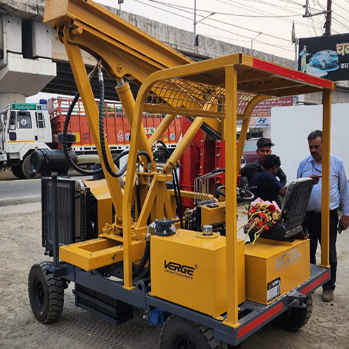 Crash Barrier Installation Machine - Color: Yellow