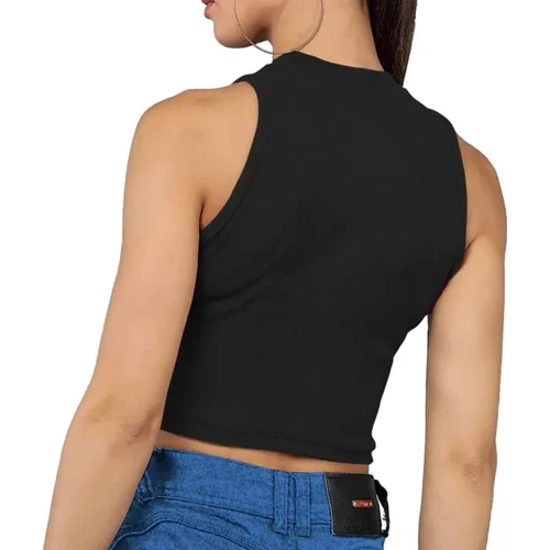 Ladies Cotton Top - Lycra Fabric, Available In All Sizes | Black Color With Printed Pattern, Perfect For Summer Style And Comfort