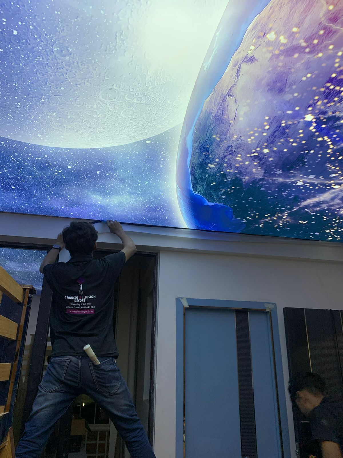 Galaxy Design Stretch Ceiling - Customizable High-quality Materials, Seamless Starry Effect For Elegant Interior Design In Residential & Commercial Spaces