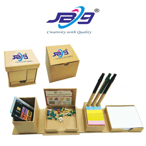 Jb9 Memo Cube In Craft Paper Box With Pen Holder - Size: Standard