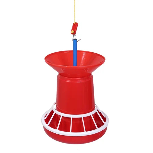 Automatic Jumbo Poultry Feeder - Plastic, 35x35x56 cm, Red Color | Automatic Feed Dispensing, Lightweight 1.2 Grams, Easy to Clean