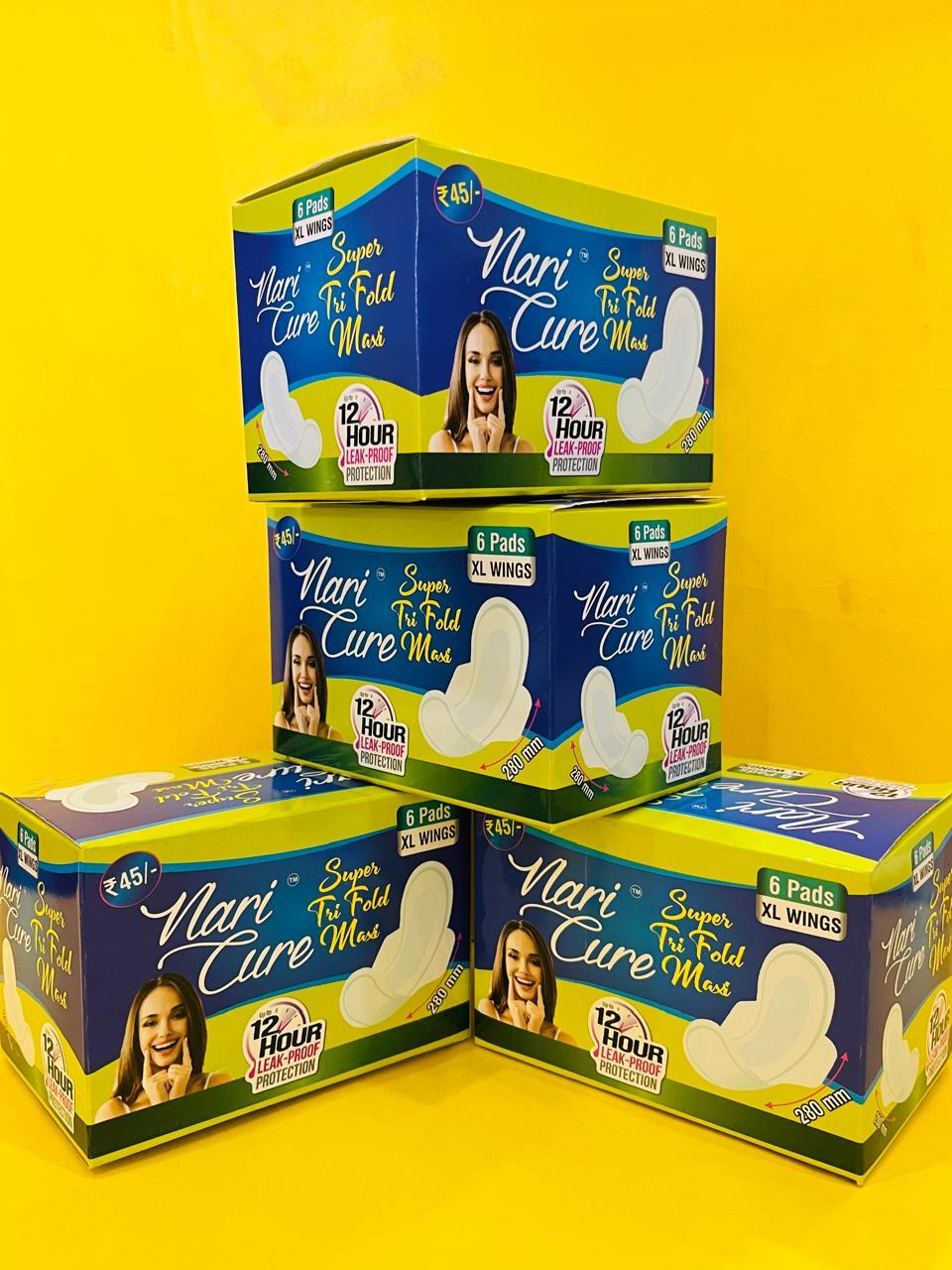 Sanitary Napkin - Cotton, 280 Mm, White | Fluffy, Breathable, Dry Net Top Sheet, Overnight Comfort, 6 Pcs In Pack, 36 Months Shelf Life
