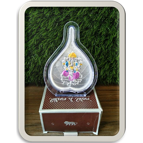 Silver Plated Ganesh Ji - Shape: Leafe