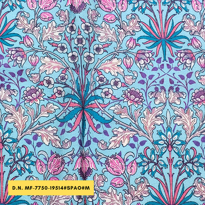 Sky Blue Base Color Floral Digital Printed Fabric