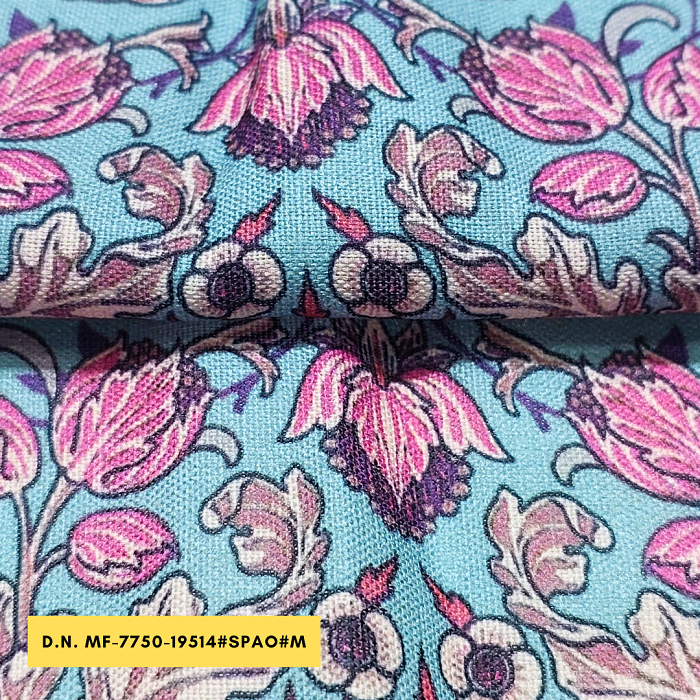Sky Blue Base Color Floral Digital Printed Fabric