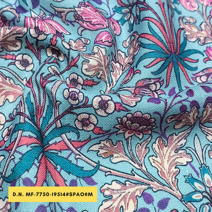Sky Blue Base Color Floral Digital Printed Fabric