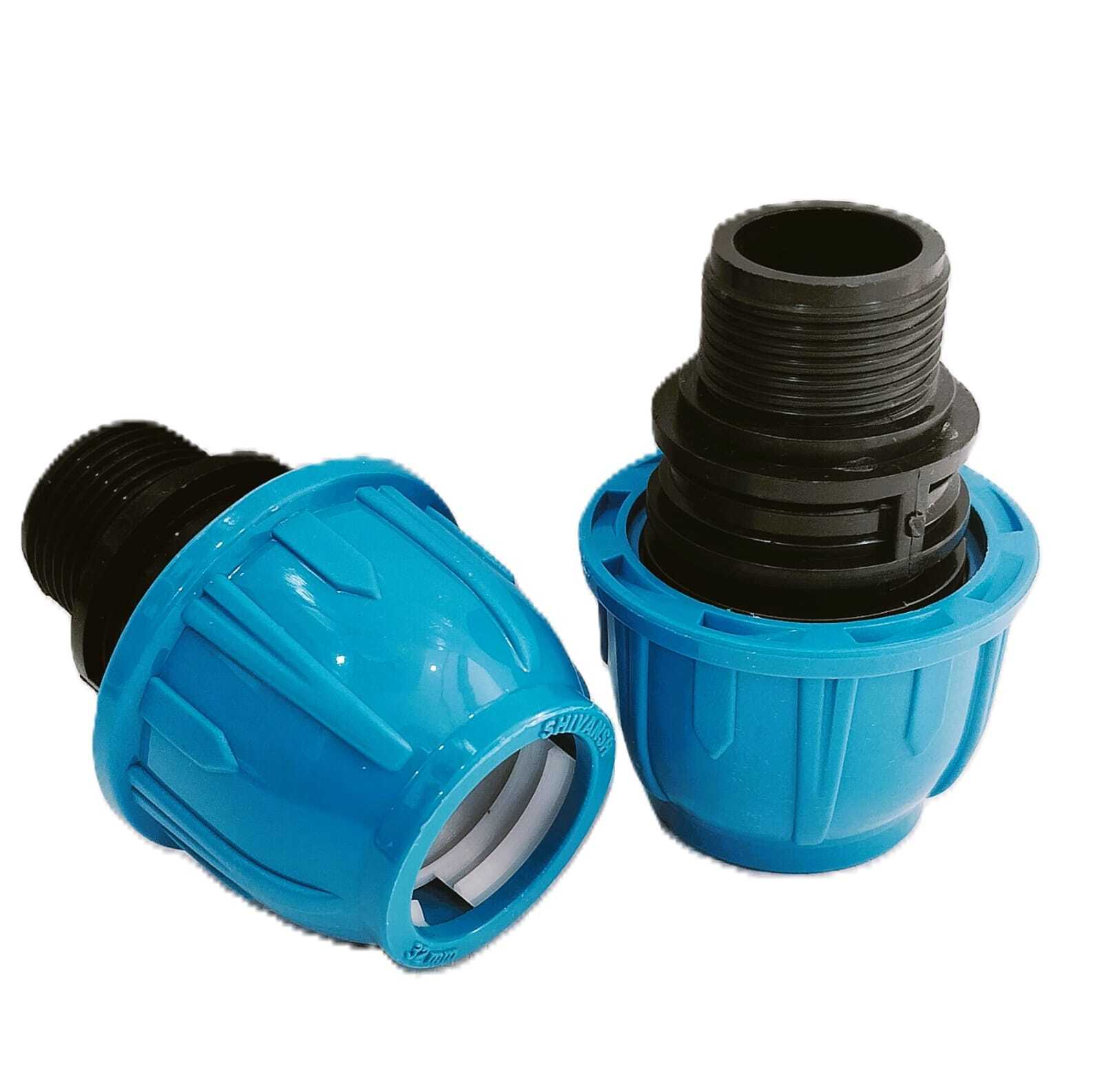 Pp Compression Fitting - Plastic, 20-30 Mm Length, 10 Mm Thickness, Black & Green Color | Socket Joint, Round Shape For Various Piping Applications
