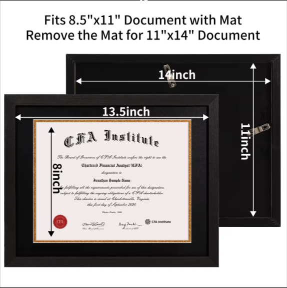Diploma Frame - Plastic, 8x12 To 12x18 Sizes | Polished Finish, Customizable Design Options