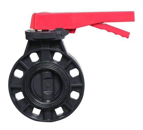 UPVC Butterfly Valve - Medium Pressure, Size as Required | Black & Pink, Suitable for Water Fitting Applications
