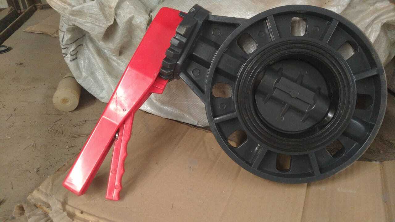 Upvc Butterfly Valve - Medium Pressure, Size As Required | Black & Pink, Suitable For Water Fitting Applications