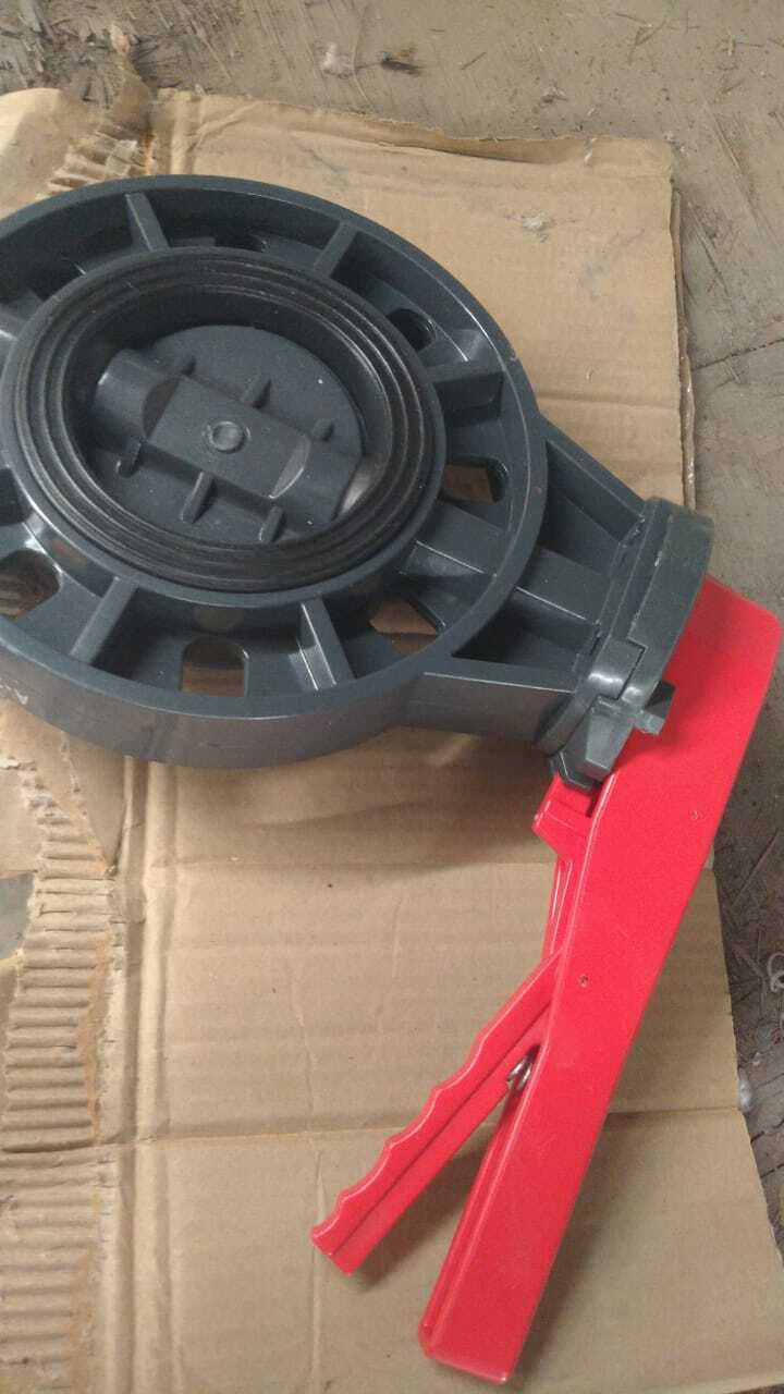 Upvc Butterfly Valve - Medium Pressure, Size As Required | Black & Pink, Suitable For Water Fitting Applications