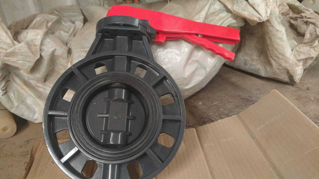 Upvc Butterfly Valve - Medium Pressure, Size As Required | Black & Pink, Suitable For Water Fitting Applications