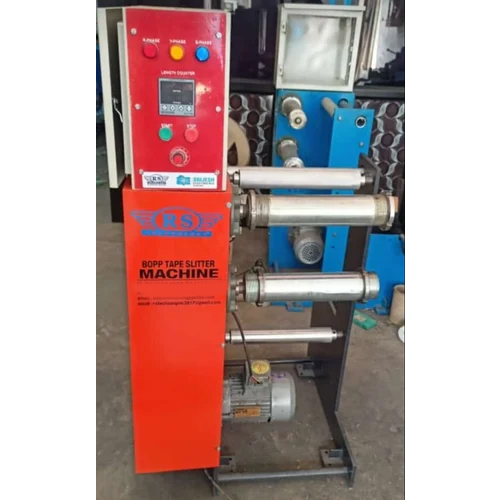 Semi Automatic Mini Cello Tape Slitting Rewinding Machine With Manual Paper Core Cutter - Color: Red