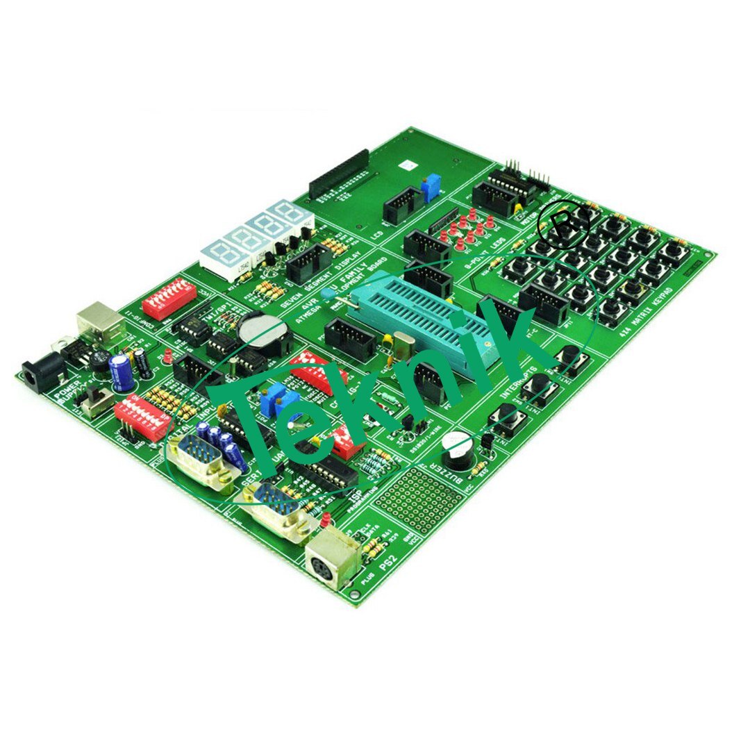 Avr Microcontroller Development Kit - 40-pin Zif Socket, 8 Point Leds, 4x4 Matrix Keypad, 2x16 Character Lcd, Stepper Motor Interface, Digital Temperature Sensor, Eeprom (Spi/i2c)