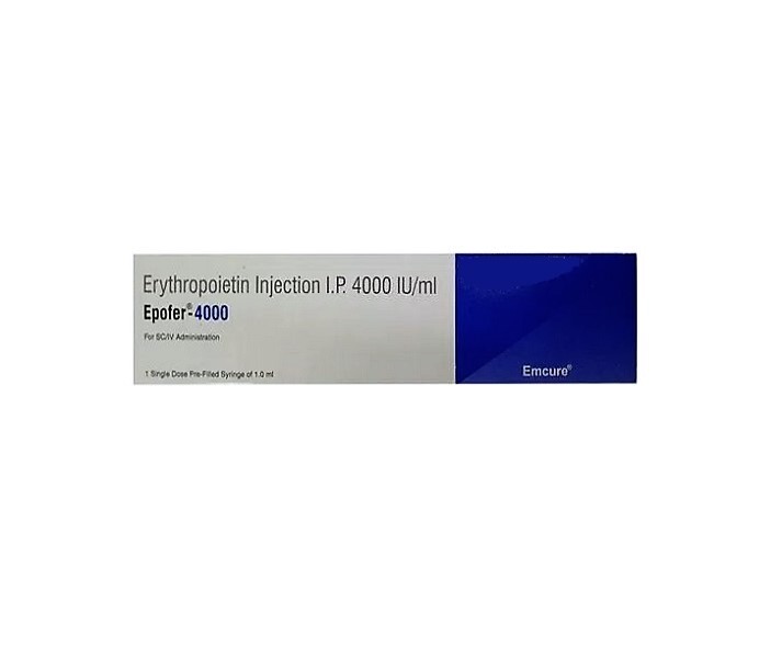 Epofer 4000iu Injection - Recombinant Human Erythropoietin Alfa (4000iu) | Treats Anemia Due To Kidney Disease, Chemotherapy, And Hiv Medications, Requires Refrigeration