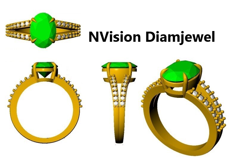 Customized 18 Kt Yellow Gold Natural Emerald And Diamond Ladies Ring - 0.32 Carat Vvs1 Round Brilliant Cut White Diamonds, Ethical Sourcing, 100% Certified Quality