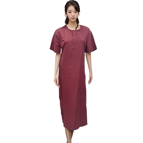 Patient Three Button Gown - Polyester Fabric, Knee-length Design, Vibrant Red Color, Easy-wear Three-button Closure For Female Patients, Available In M And Xxl Sizes