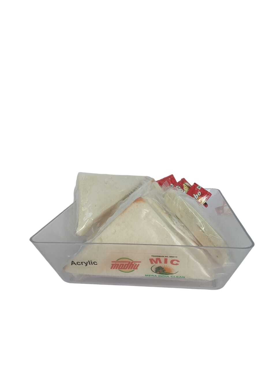 Acrylic Snacks Tray - 9.5x9.5 Inches, Transparent Design | Versatile Use, Hinged Lid For Freshness, Easy To Clean