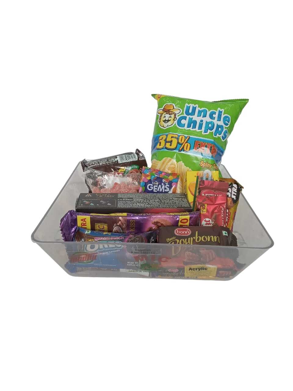 Acrylic Snacks Tray - 9.5x9.5 Inches, Transparent Design | Versatile Use, Hinged Lid For Freshness, Easy To Clean