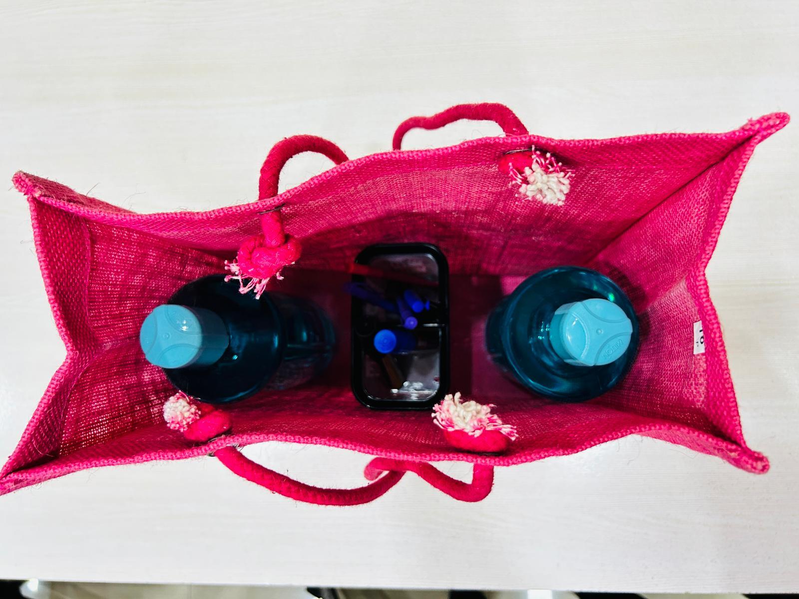 Reusable Transparent Window Jute Shopping Bags For Wedding Gift - Eco-friendly Jute, Small Medium Large Sizes, Multi Color, Soft Red Handle, Patch Handle, Promotional Usage | Perfect For Unique Gift Wrapping And Sustainability