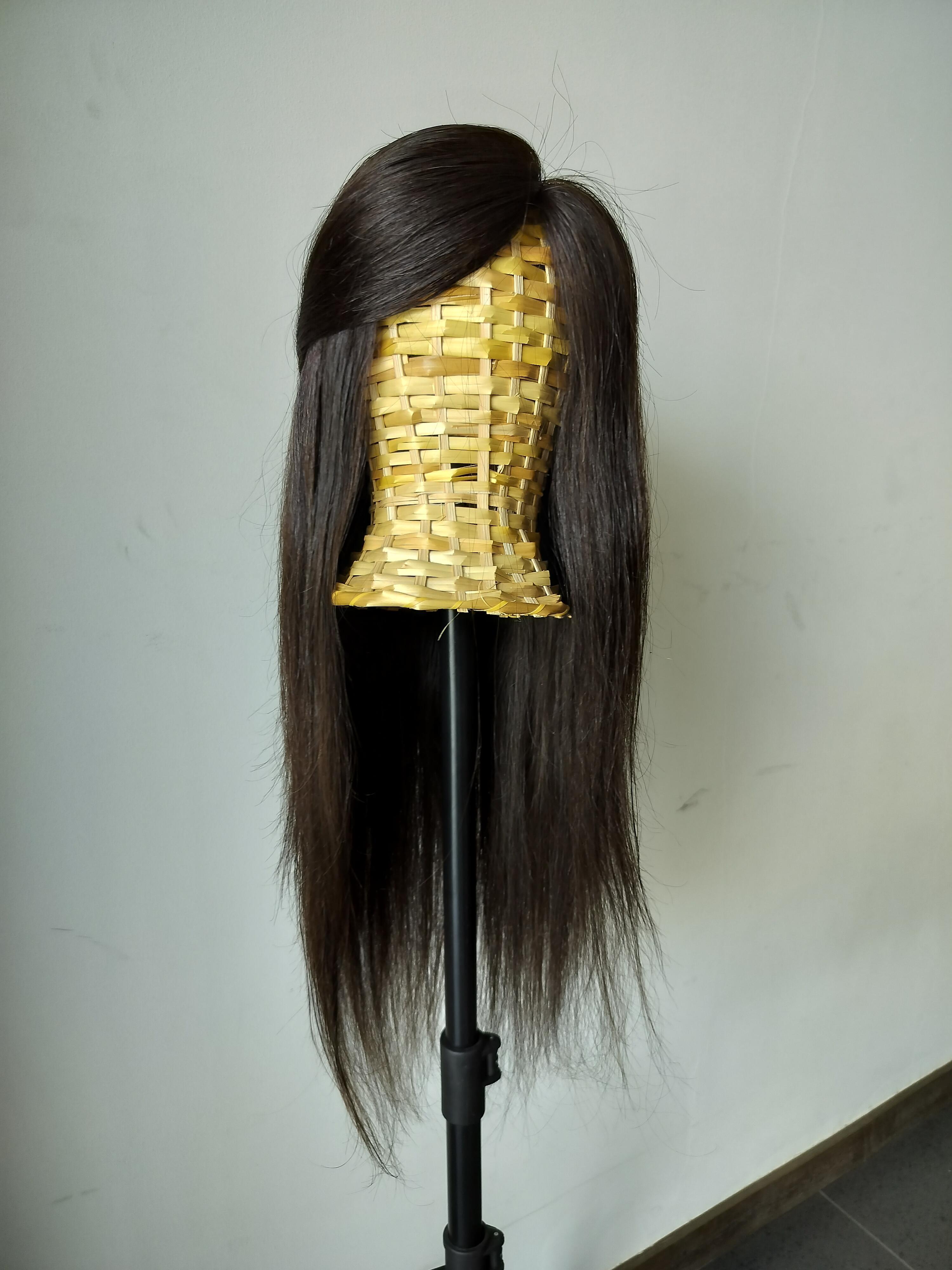 Human Hair Topper Wig 100% Natural Human Hair, 24 Inch Length