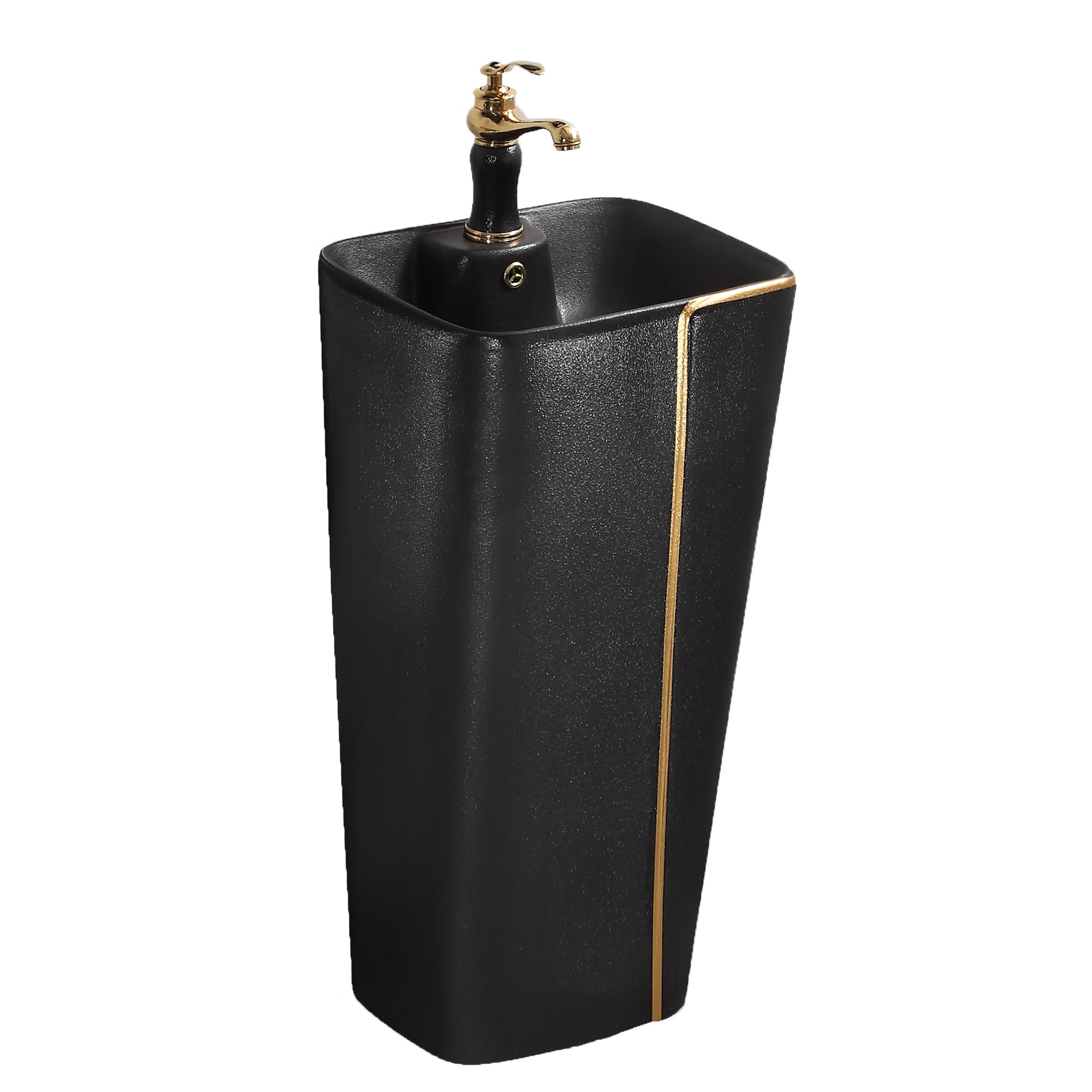 Ceramic Pedestal Wash Basin - Color: Black