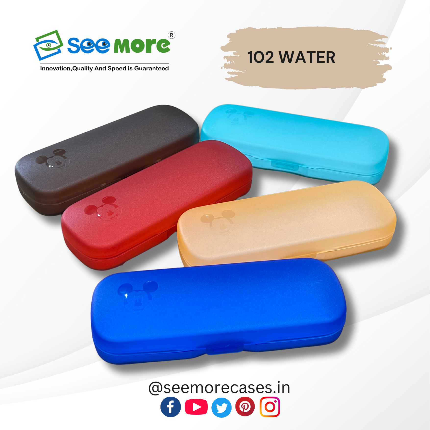 Spectacle Cases - Plastic, 153 X 58 X 36 Mm | Antistatic, Aseptic, Recyclable, Button Closure, Available In Blue, Pink, Black, Sky Blue