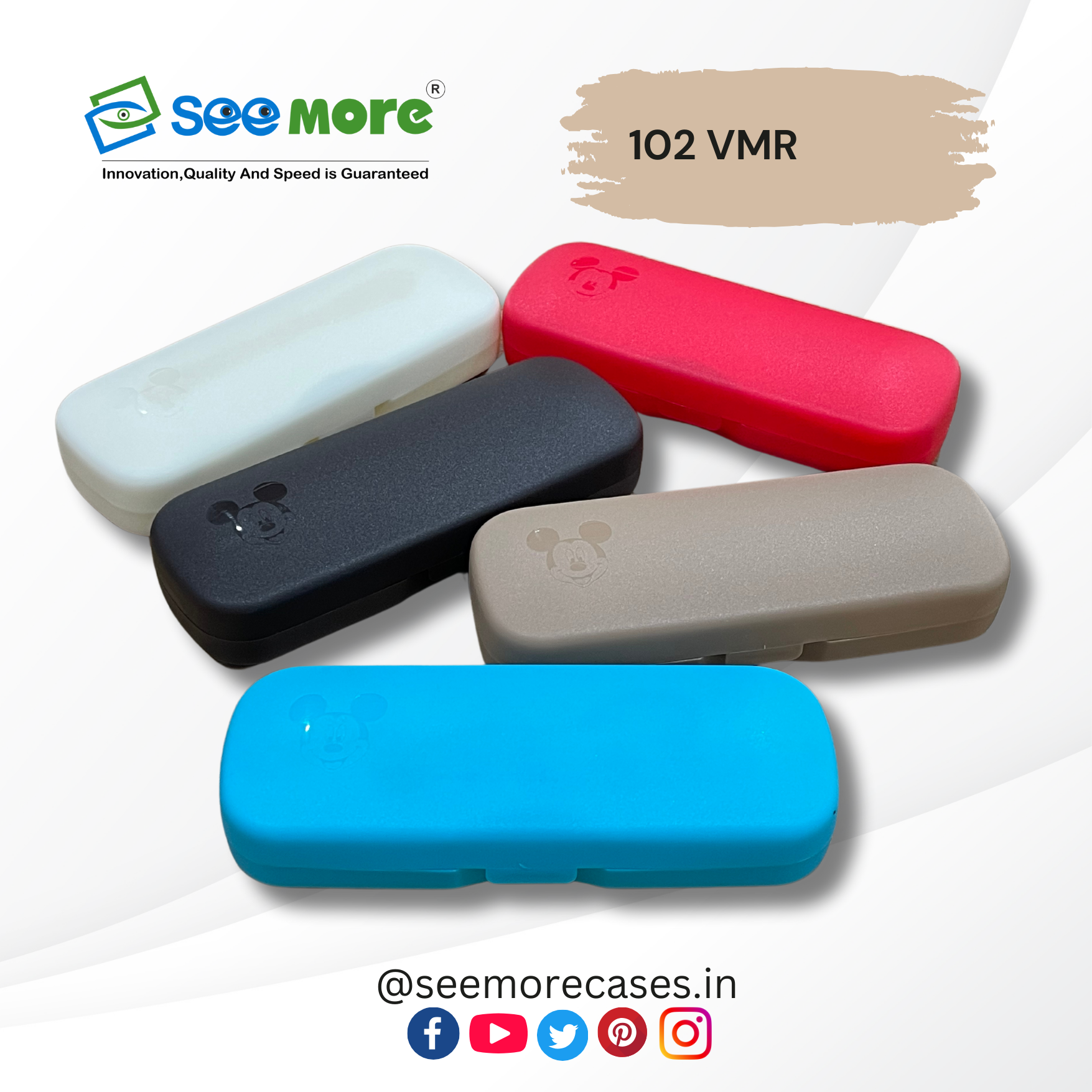 Spectacle Cases - Plastic, 153 X 58 X 36 Mm | Antistatic, Aseptic, Recyclable, Button Closure, Available In Blue, Pink, Black, Sky Blue