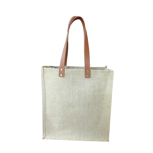 Promotional Jute Bag - High-Quality Jute Material, 12 x 13 x 4 Inches, Classic White with Printed Pattern, Customizable Color and Size for Eco-Friendly Shopping