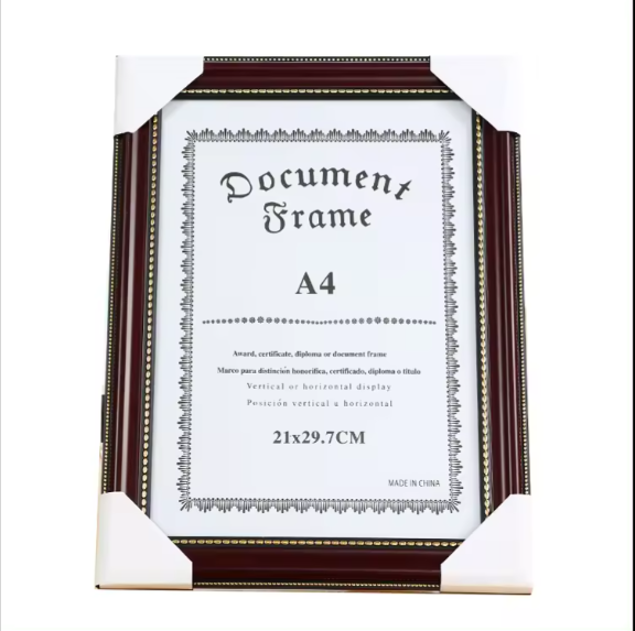 Luxury Certificate Frame - Plastic Material, A3 A4 A5 A6 Sizes, Polished Finish | Modern Design, Customizable Options, Pvc Cover, Art Paper Suitable