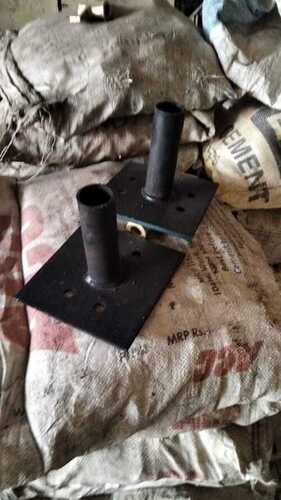 Base Plates - Carbon Steel, 8x8 Inches, 2 Inch Diameter Tubes, 5 mm Thick, 6 Inch Height, Black Paint Coating, Welded Design