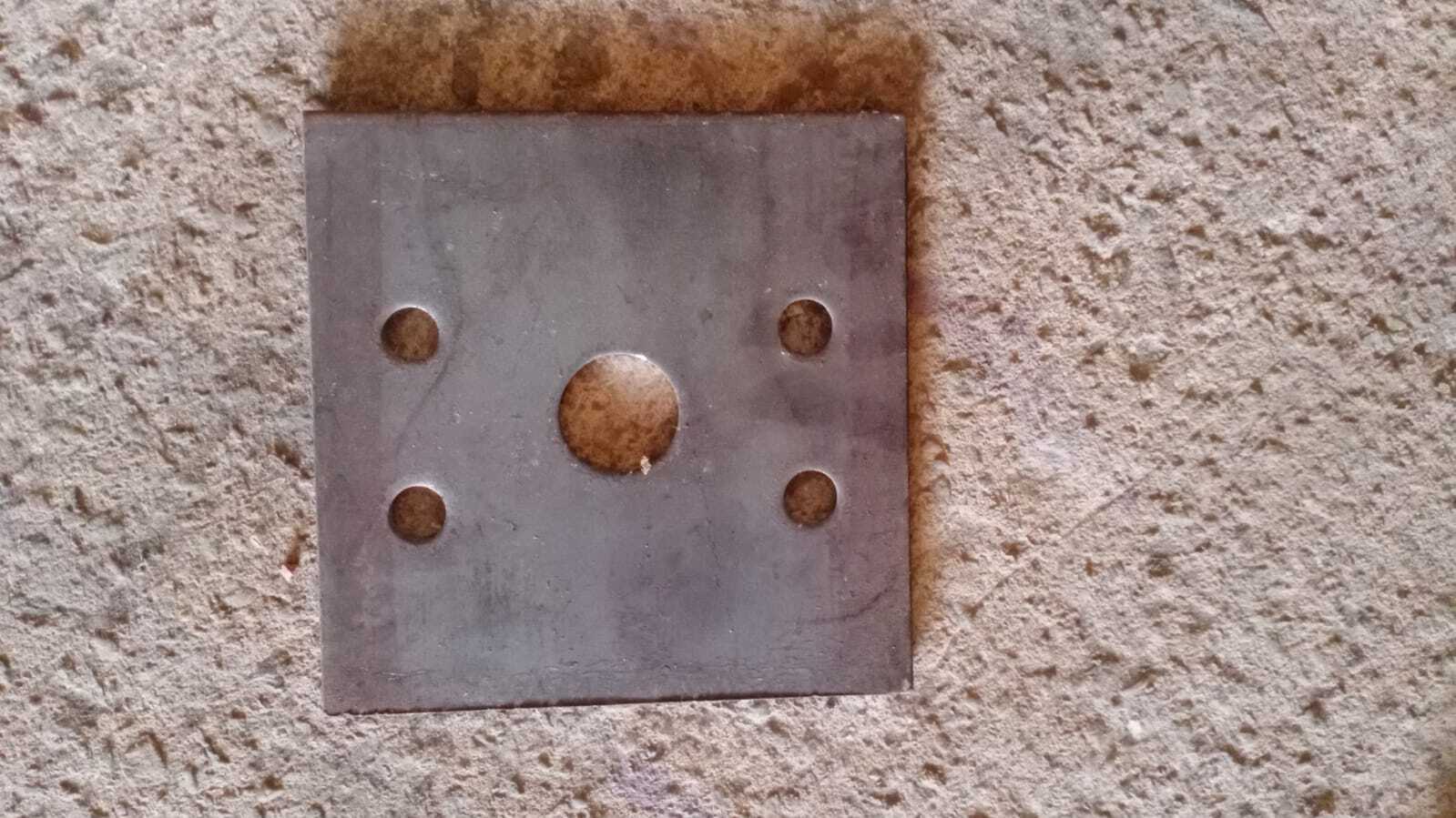 Base Plates - Carbon Steel, 8x8 Inches, 2 Inch Diameter Tubes, 5 Mm Thick, 6 Inch Height, Black Paint Coating, Welded Design