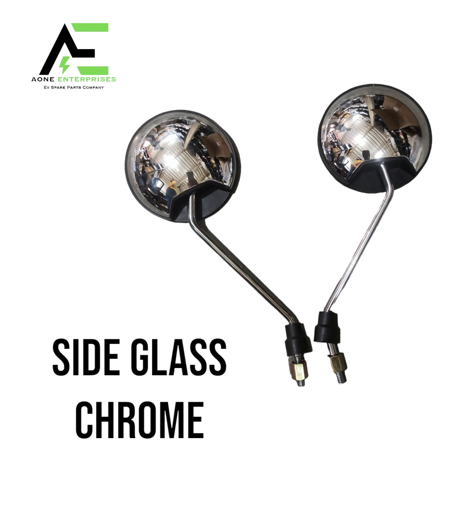Chrome Side Glass - Polished Metal & Tempered Glass | Stylish Vehicle Aesthetic, Water Intrusion Protection For Two-wheelers