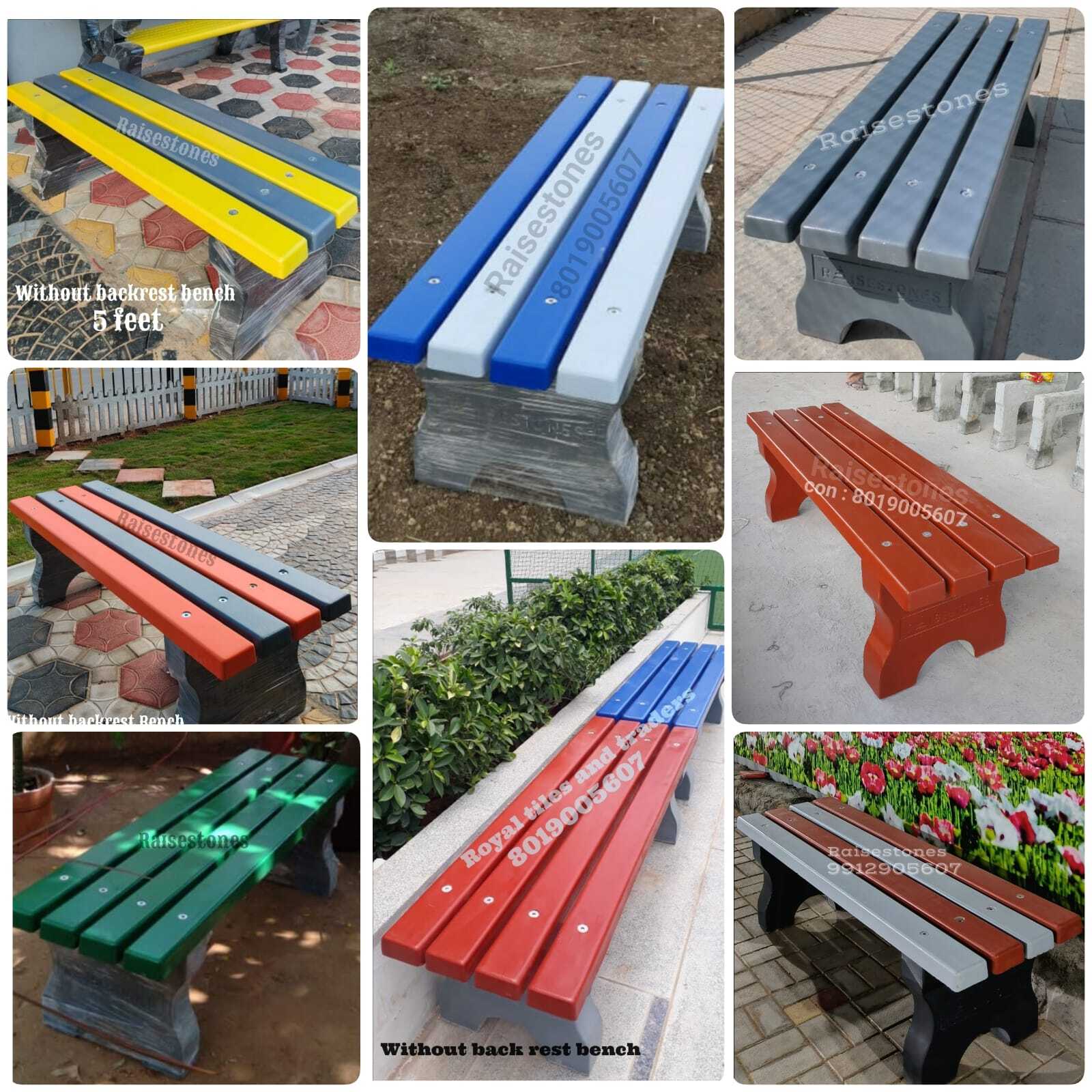 Rcc Without Backrest Wood Shade Bench - Color: Grey