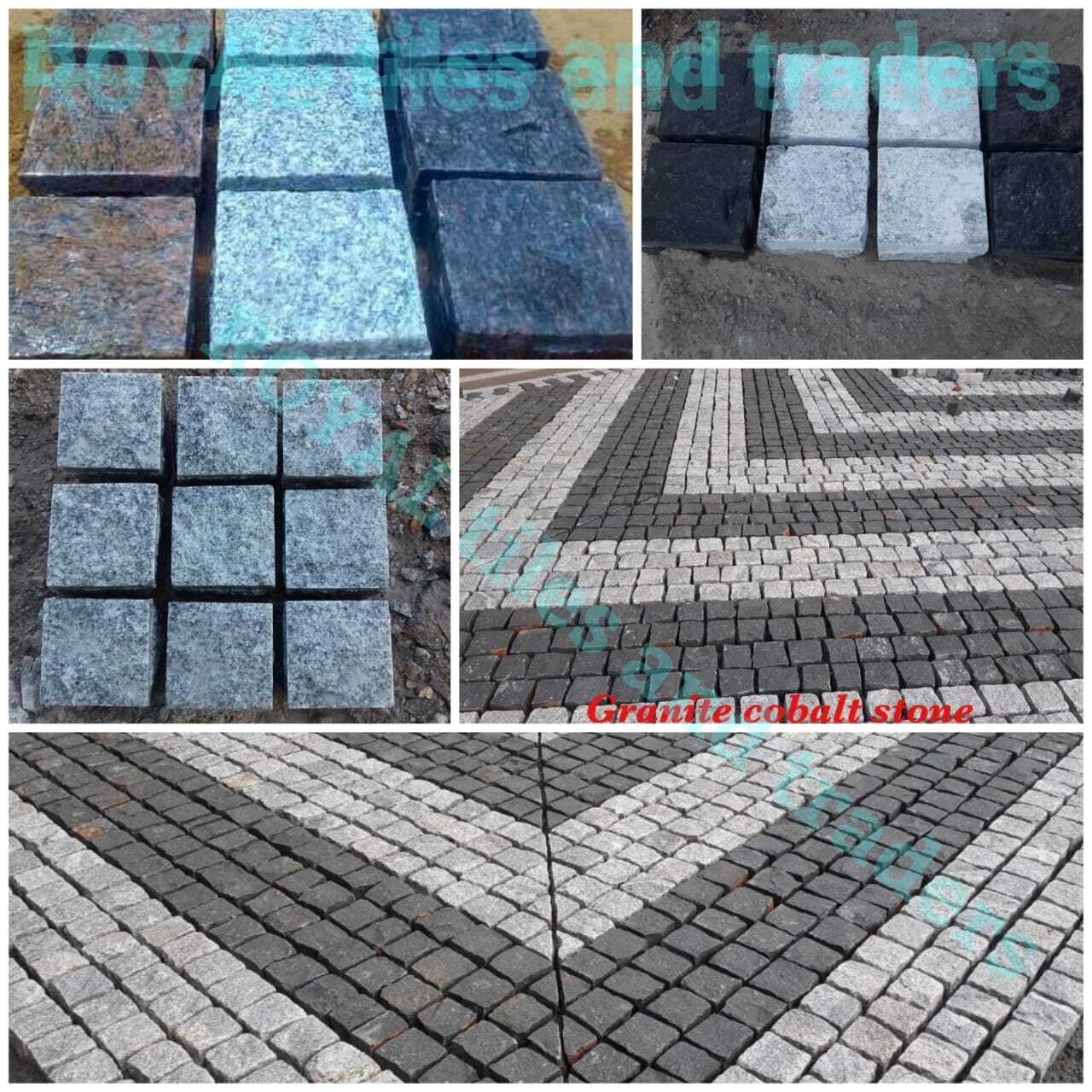 Granite Cobalt Stones Hand Cut - Shape: Rectangular Or Cobbled