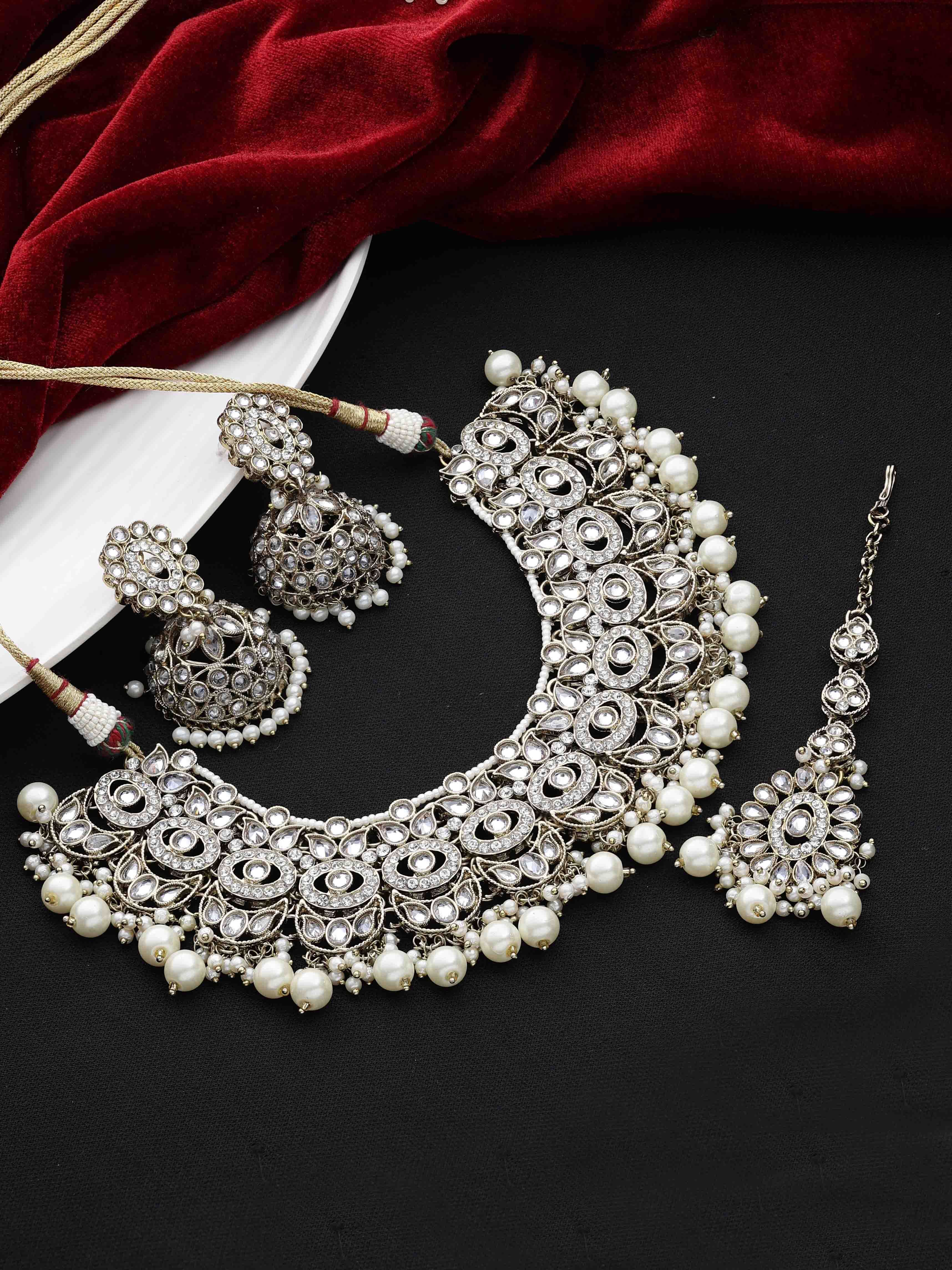 Reverse Ad Bridal Jewelry Set| Chandbali Choker Design| Reverse Ad Oval Shape Necklace| Traditional Necklace |Gift For Her