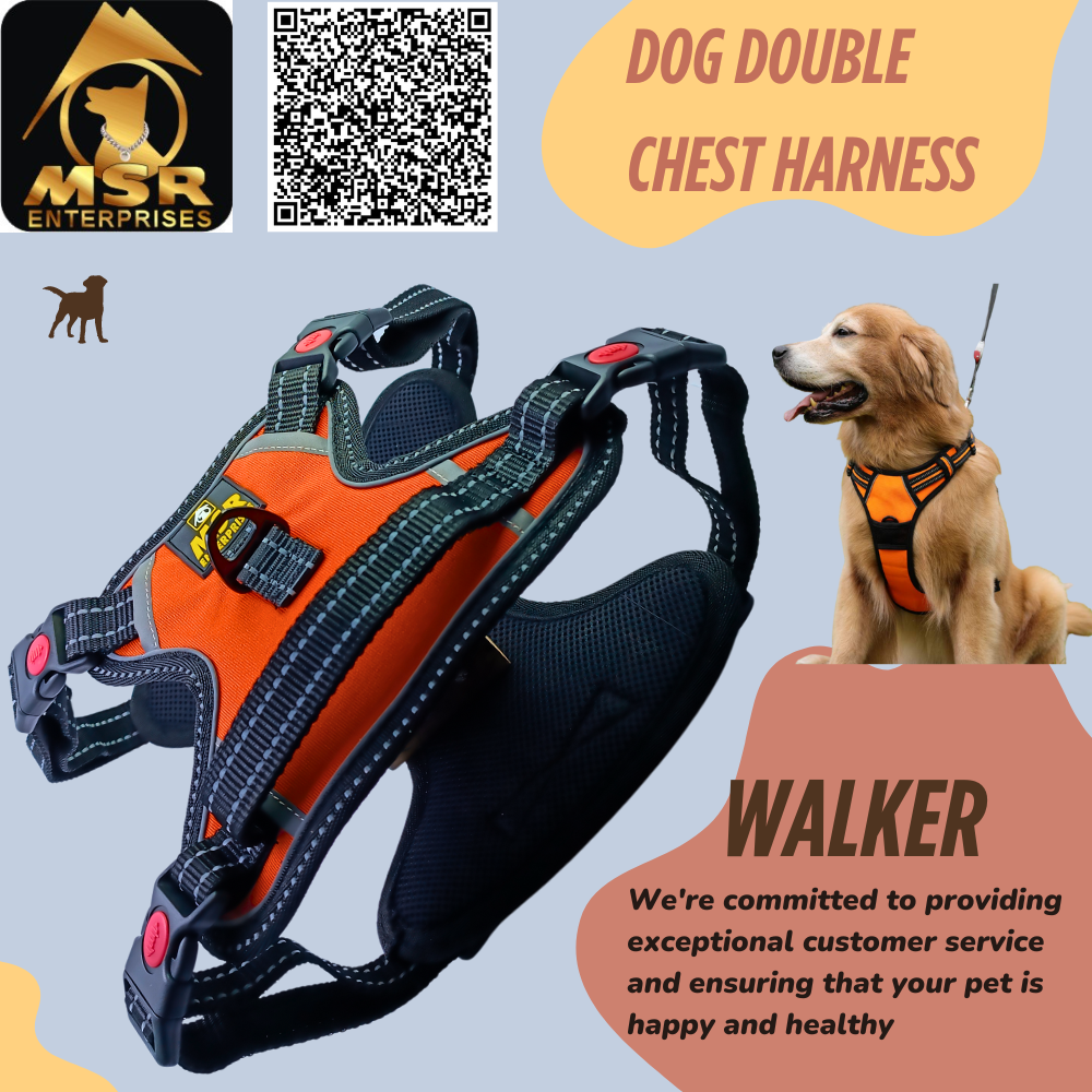 Dog Reflective Double Chest Harness - Pp/nylon, Xl Size, Pink & Black Colors | Durable Double Layer Design, Adjustable Fit For Active Dogs