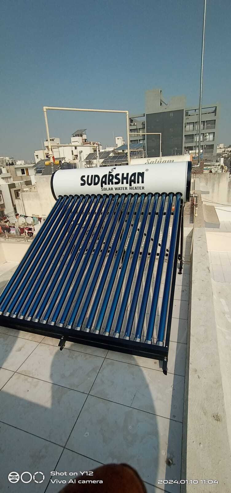 Etc Solar Water Heater - Stainless Steel, Free Standing Design, Blue Color | Eco-friendly Solar Energy, 5-year Warranty