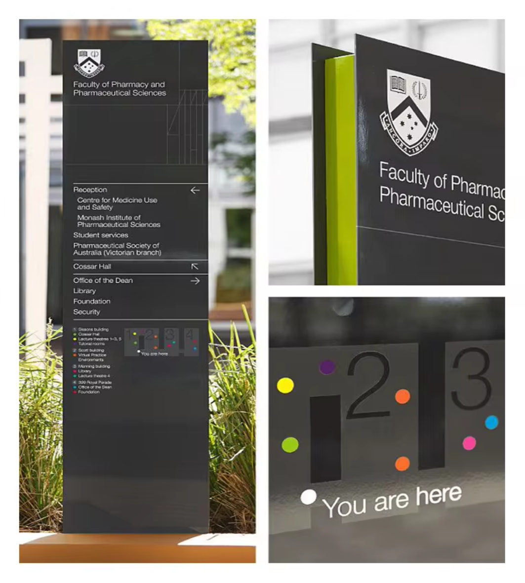 Pylon Signage - Acrylic, Stainless Steel, Customized Size | Waterproof Led Modules, Custom Design For Wayfinding