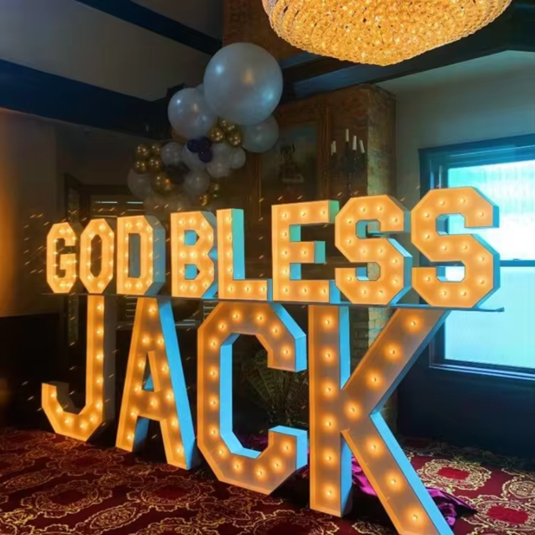 Light Up Marquee Letters - Galvanized Sheet, Custom Size & Color | Led Lighting, Decorative Sign For Weddings And Events