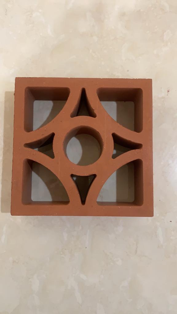 Clay Ventilation Jali - Terracotta Clay, 200x200x60mm & 220x220x60mm | 20-year Durability, Fire Resistance, Termite Free, Natural Ventilation, Easy Installation