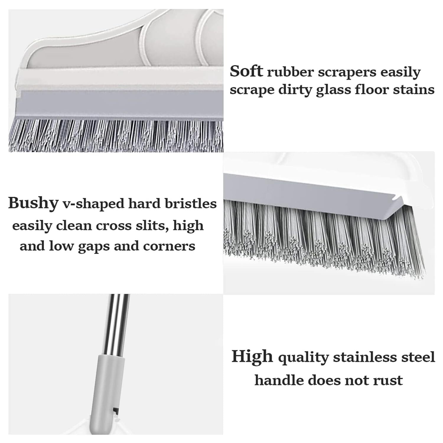 Multifunctional Floor Brush - Plastic Material, Adjustable Length 15.7 To 45.6 Inches - Two-in-one Brush And Scraper For Wet And Dry Cleaning, Ideal For Various Surfaces