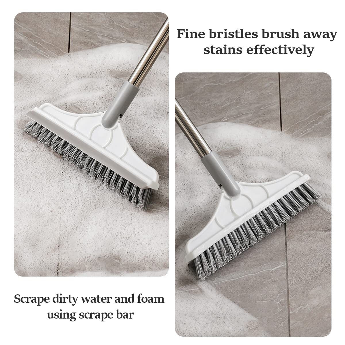 Multifunctional Floor Brush - Plastic Material, Adjustable Length 15.7 To 45.6 Inches - Two-in-one Brush And Scraper For Wet And Dry Cleaning, Ideal For Various Surfaces